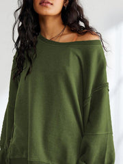 Women's loose round neck patchwork sweatshirt - 808Lush