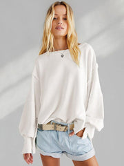 Women's loose round neck patchwork sweatshirt - 808Lush