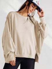 Women's loose round neck patchwork sweatshirt - 808Lush