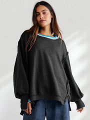 Women's loose round neck patchwork sweatshirt - 808Lush