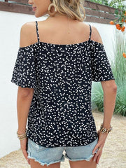 Women's love print off-shoulder short-sleeved top - 808Lush