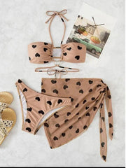 Women's 3 Piece Bikini Set love print - 808Lush