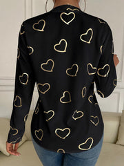 Women's love stamping elegant V-neck shirt - 808Lush