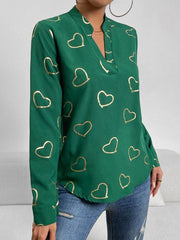 Women's love stamping elegant V-neck shirt - 808Lush