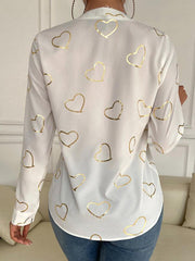 Women's love stamping elegant V-neck shirt - 808Lush