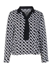 Women's V-lapel printed long-sleeved shirt - 808Lush