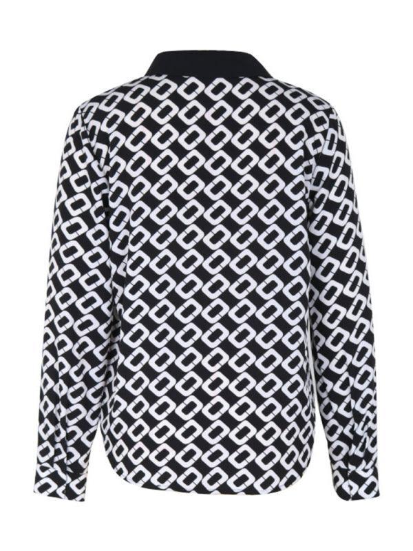 Women's V-lapel printed long-sleeved shirt - 808Lush