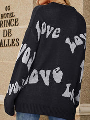 Women's Valentine's Day letter jacquard pullover knitted sweater - 808Lush