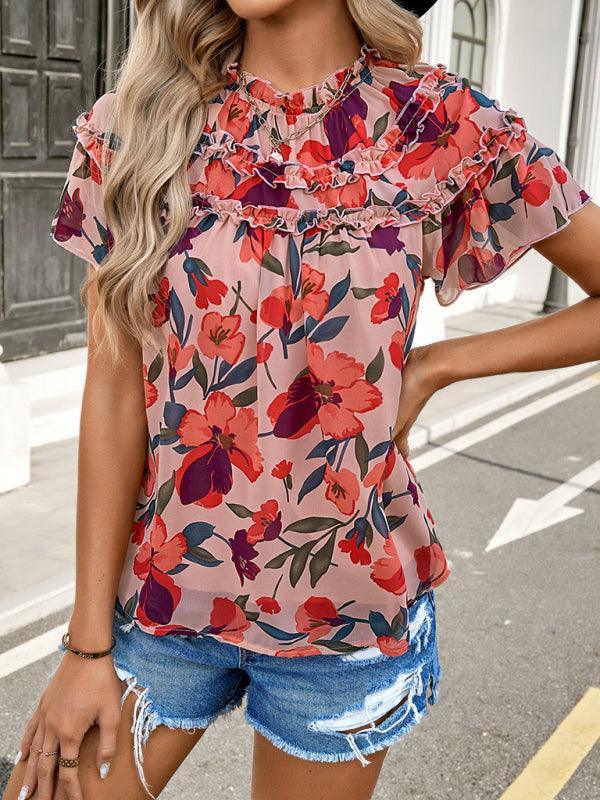 Women's casual printed short-sleeved tops - 808Lush