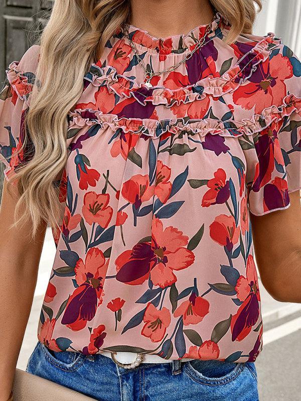 Women's casual printed short-sleeved tops - 808Lush