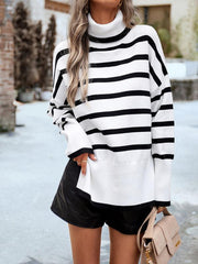 Women's casual round neck long sleeve knitted sweater - 808Lush