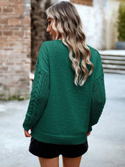 Women's casual round neck long sleeve knitted sweater - 808Lush