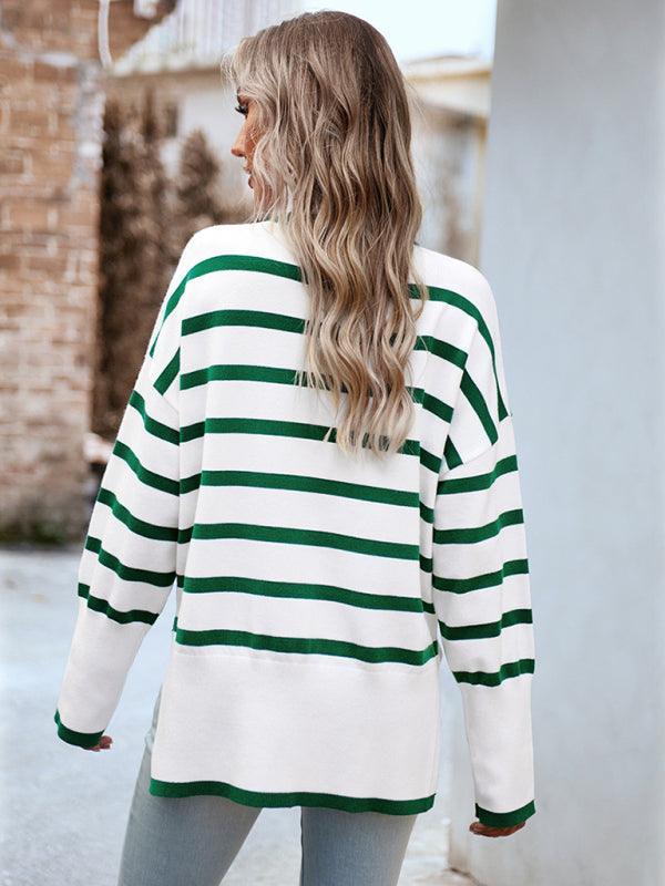 Women's casual round neck long sleeve knitted sweater - 808Lush