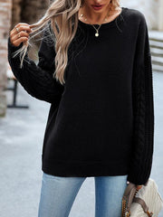 Women's casual round neck long sleeve knitted sweater - 808Lush