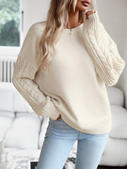 Women's casual round neck long sleeve knitted sweater - 808Lush