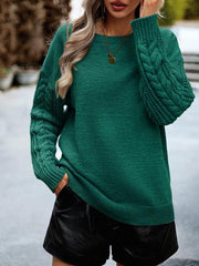 Women's casual round neck long sleeve knitted sweater - 808Lush