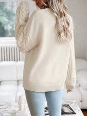 Women's casual round neck long sleeve knitted sweater - 808Lush