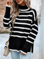 Women's casual round neck long sleeve knitted sweater - 808Lush