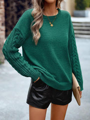 Women's casual round neck long sleeve knitted sweater - 808Lush