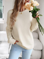 Women's casual round neck long sleeve knitted sweater - 808Lush