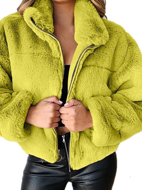 Women's casual zipper cardigan plush warm jacket - 808Lush