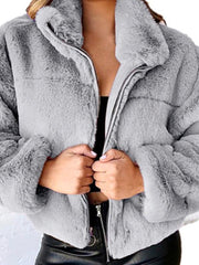 Women's casual zipper cardigan plush warm jacket - 808Lush