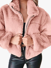 Women's casual zipper cardigan plush warm jacket - 808Lush