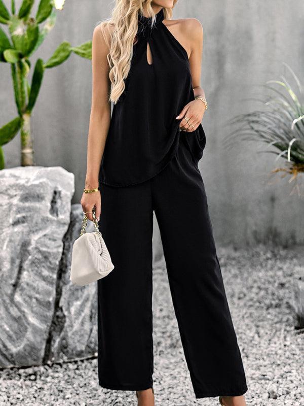 Women's elegant sleeveless tops and straight pants two-piece set - 808Lush