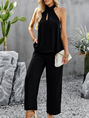 Women's elegant sleeveless tops and straight pants two-piece set - 808Lush