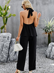 Women's elegant sleeveless tops and straight pants two-piece set - 808Lush