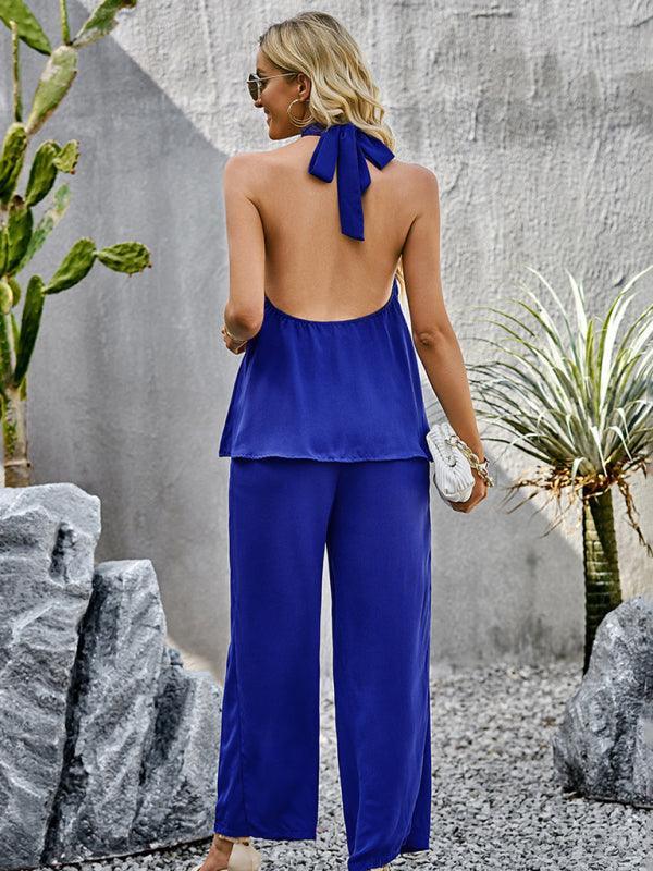 Women's elegant sleeveless tops and straight pants two-piece set - 808Lush