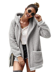 Women's hooded woolen coat long tops - 808Lush