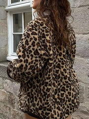 Women's leopard print casual loose long-sleeved coat jacket - 808Lush