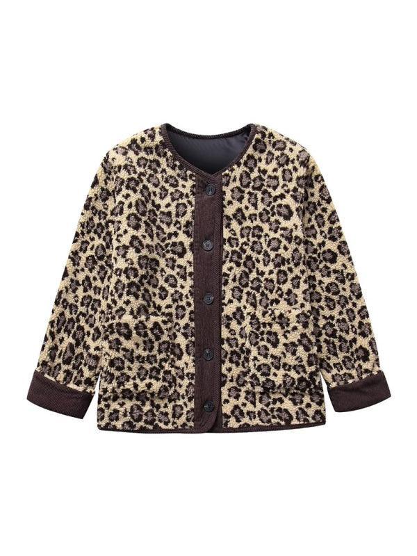 Women's leopard print casual loose long-sleeved coat jacket - 808Lush