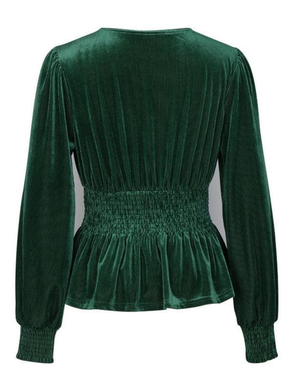 Women's long-sleeved velvet top - 808Lush