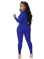 Women's pit-striped zipper sports jumpsuit - 808Lush