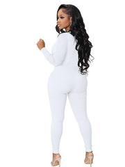 Women's pit-striped zipper sports jumpsuit - 808Lush