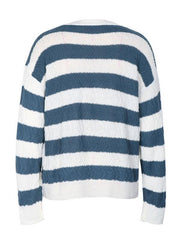 Women's round neck long sleeve striped sweater - 808Lush