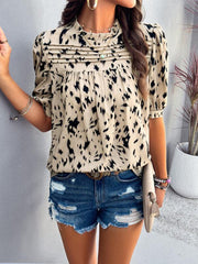 Women's style casual printed short-sleeved pullover top - 808Lush