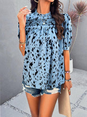 Women's style casual printed short-sleeved pullover top - 808Lush