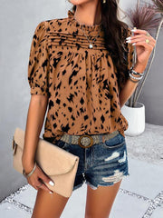 Women's style casual printed short-sleeved pullover top - 808Lush