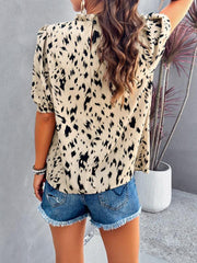 Women's style casual printed short-sleeved pullover top - 808Lush