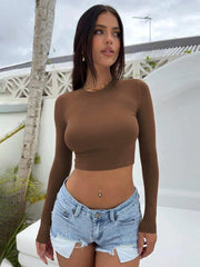 Women's tight-fitting super short long-sleeved T-shirt - 808Lush