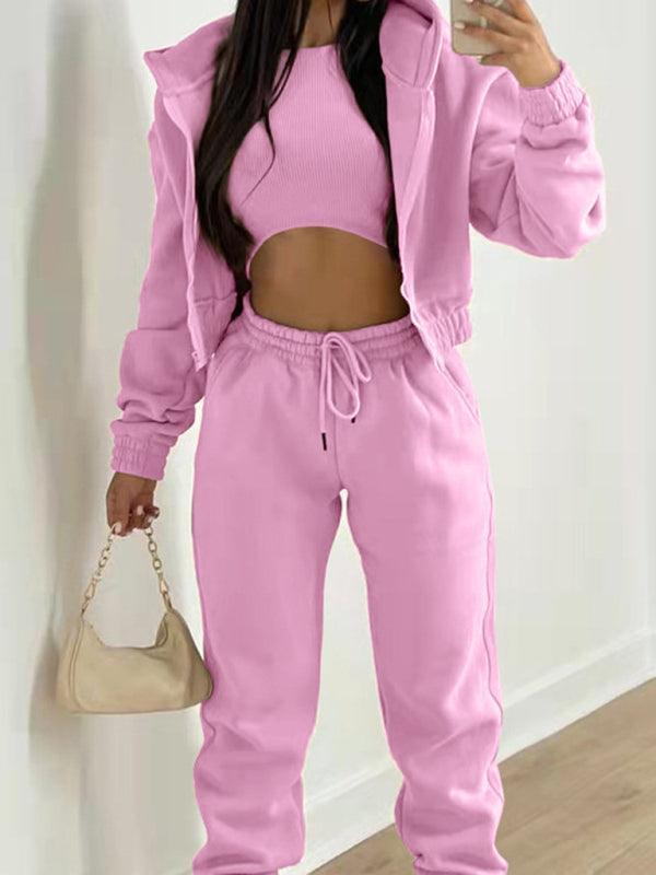 Women's velvet sweatshirt hooded sports set - 808Lush