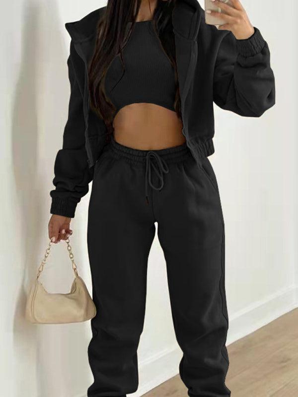 Women's velvet sweatshirt hooded sports set - 808Lush