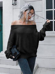 Women's off shoulder sweater with straight neck - 808Lush