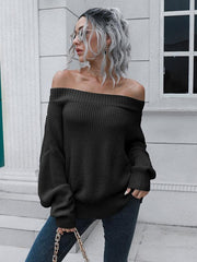 Women's off shoulder sweater with straight neck - 808Lush