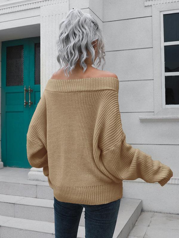 Women's off shoulder sweater with straight neck - 808Lush