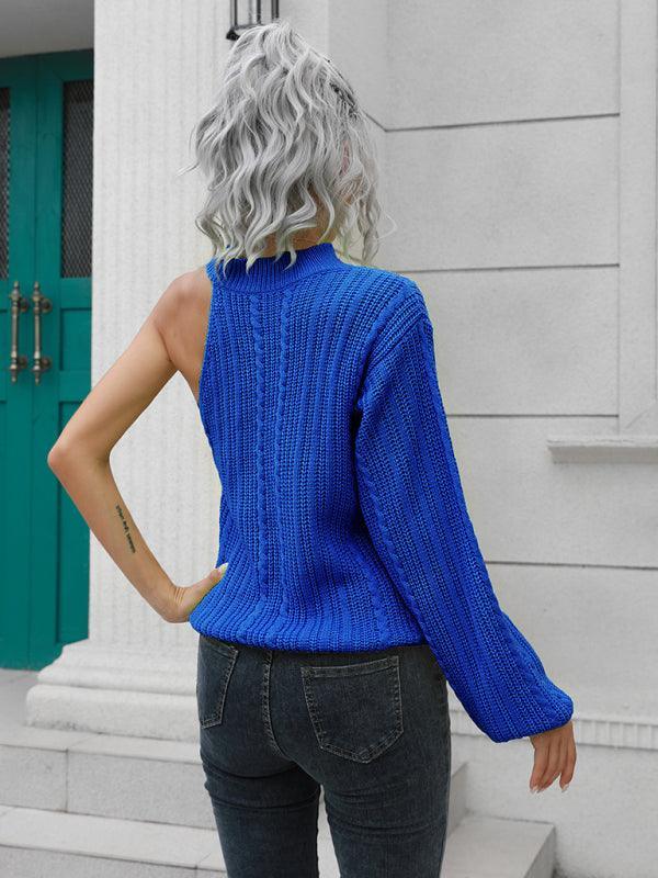 Women's one shoulder off shoulder sweater - 808Lush