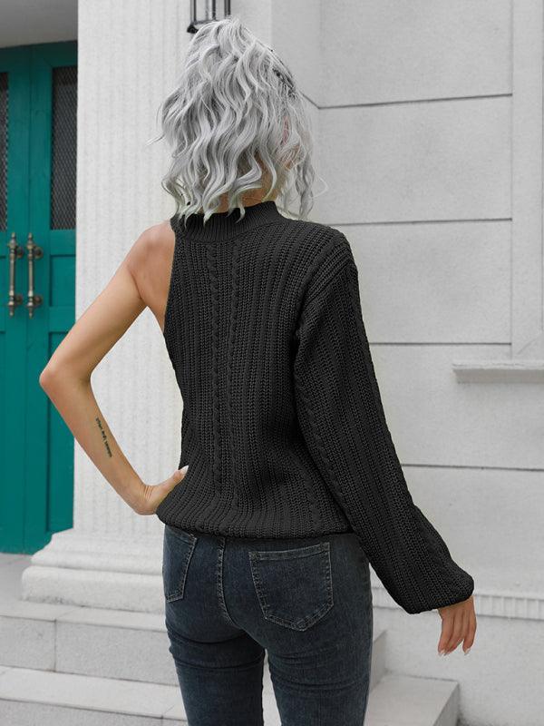 Women's one shoulder off shoulder sweater - 808Lush